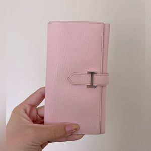 Authentic Hermes Bearn 3 folds long wallet - pink! Very hard to find!!